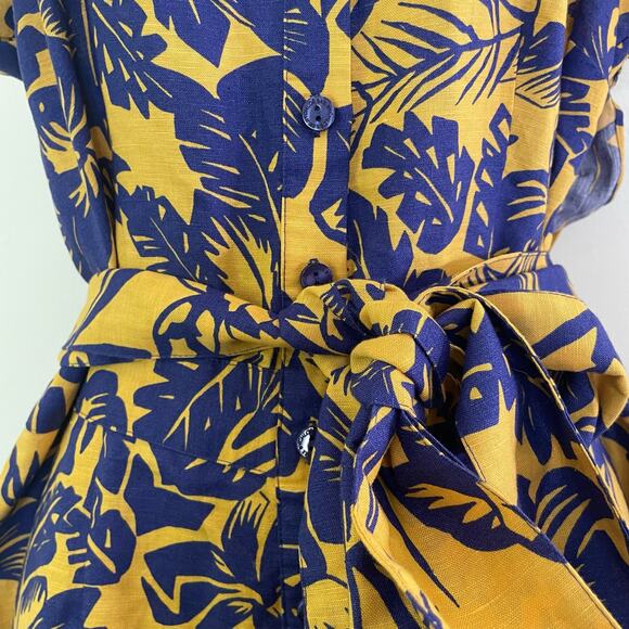 NWT See by Chloe Palm Leaf Print Romper Size 8 Linen Blend Tropical Beach Resort - Picture 5 of 12